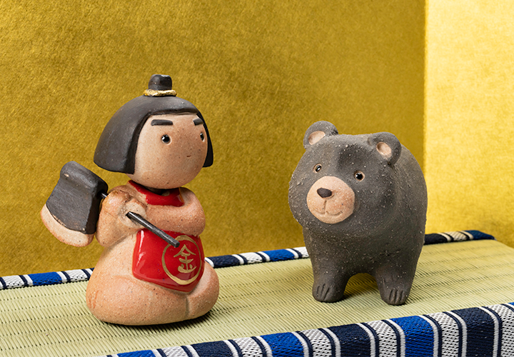 最大93%OFFクーポン 熊乗り金太郎 台付き京の土人形 陶器製 端午の節句飾り 五月人形